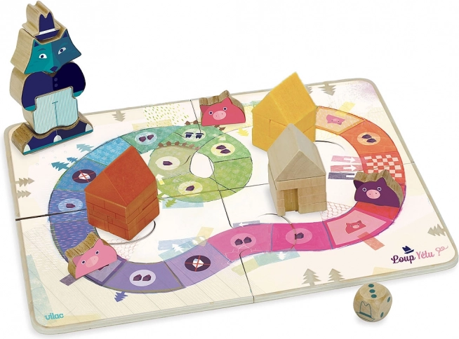 Vilac gioco I tre porcellini – gioco da tavolo cooperativo in legno per bambini