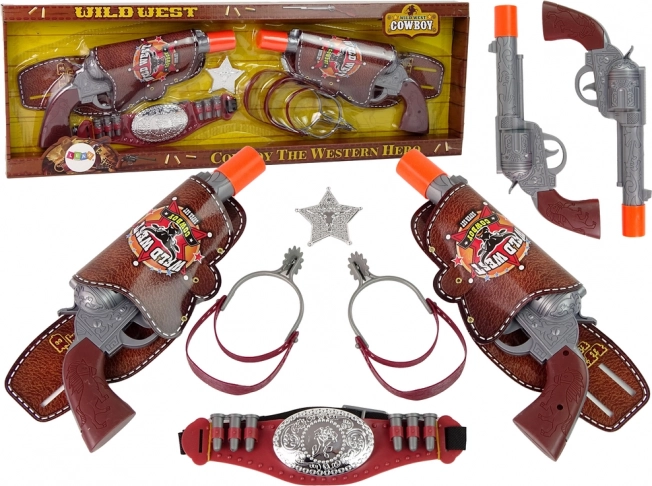 Set da cowboy con due revolver e accessori