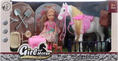 Bambola e cavallino con accessori