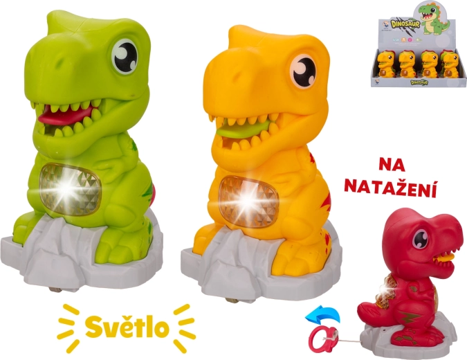 Dinosauro a rotelle con luce 11 cm