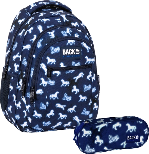 BackUP set scolastico Magic Horses 2in1 – zaino e astuccio