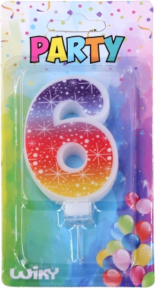 Candela da festa numero 6 Stelle