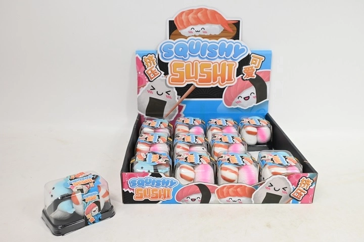 Giocattoli antistress da schiacciare a forma di sushi in scatolina (3 pz)