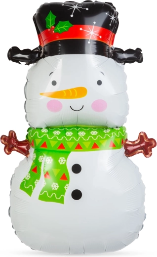 Palloncino natalizio in foil a forma di pupazzo di neve 81 × 49 cm