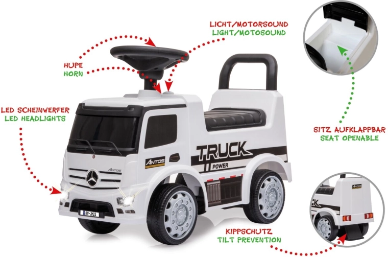 Spingi e vai per bambini Mercedes-Benz Antos 2 in 1 bianco