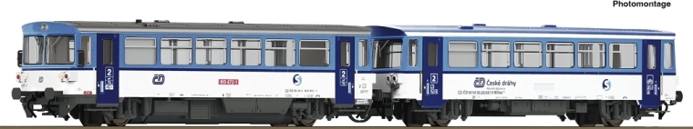 Roco automotrice diesel ČD 810 472-1 con carrozza rimorchiata BDtax (Najbrt), TT
