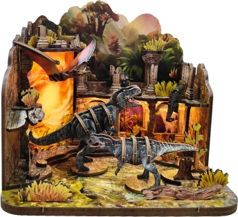 Mini casa in miniatura Castello dei Dinosauri – kit fai-da-te con illuminazione LED