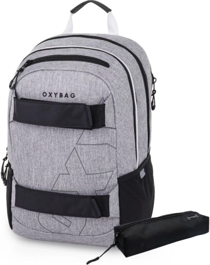 Zaino per studenti e astuccio Oxybag Sport Grey Melange