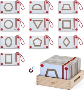 Tavoletta magnetica in legno per esercitarsi con le forme geometriche - 10 pezzi