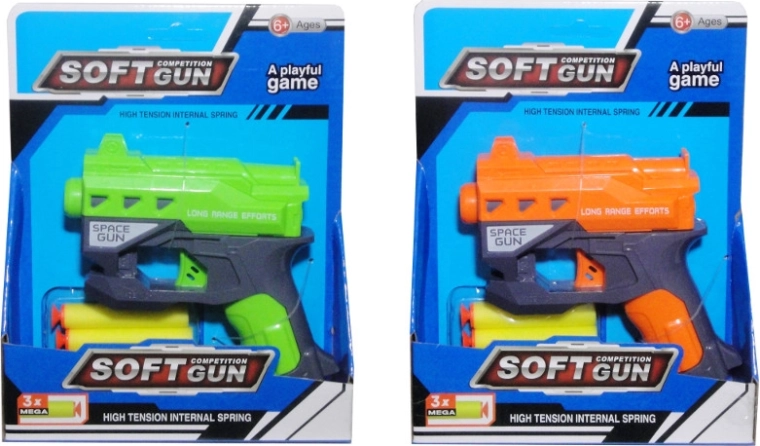 Pistola di plastica con dardi in foam per bambini