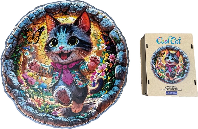 Puzzle in legno Gatto alla moda