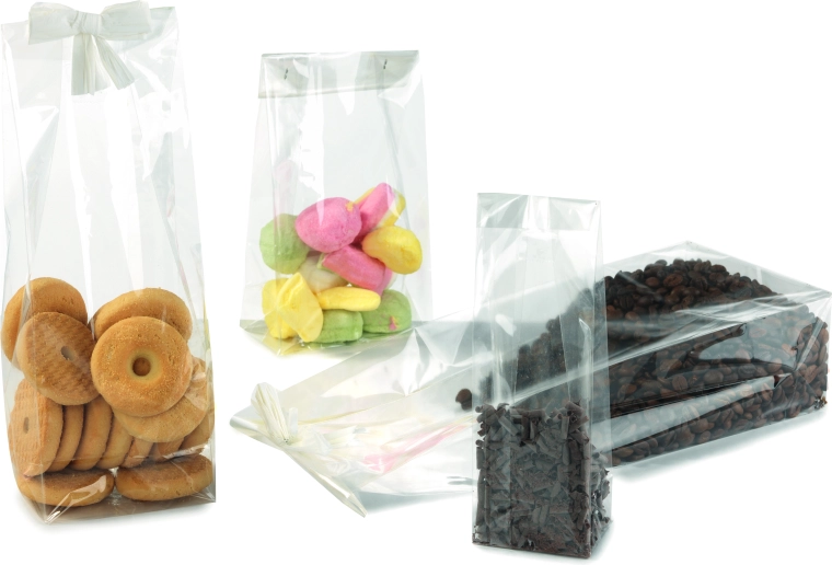 Sacchetto di cellophane trasparente 8 × 24 + 4 cm