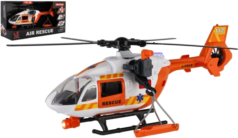 Elicottero di soccorso a batterie con luce, suono e verricello 32 cm