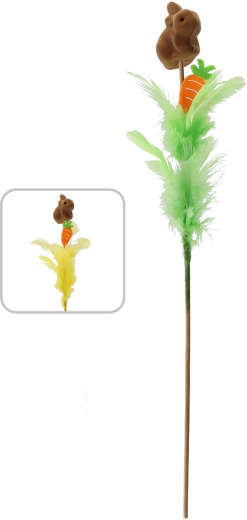Stecchino pasquale Coniglietto con piumette 30 cm