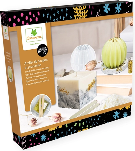 Make it! produzione di candele e portacandele – set creativo in cera di soia e jesmonite