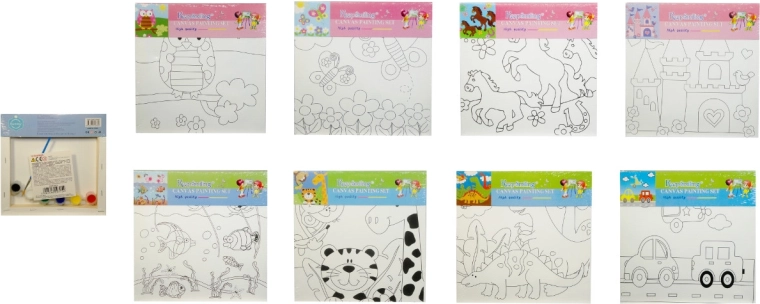 Immagine da colorare per bambini – set con colori e pennello