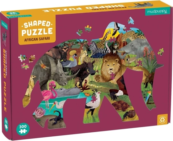 Puzzle safari africano a forma di elefante 300 pezzi