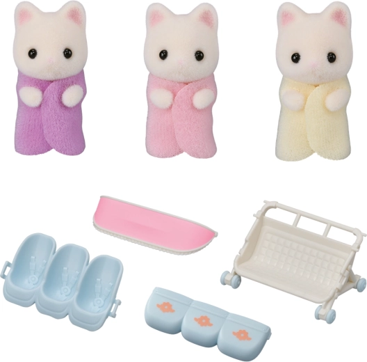 Sylvanian Families Triplette di gattini floreali con passeggino
