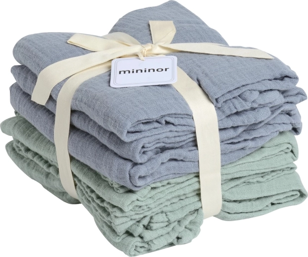 Pannolini in mussola biologica Mininor Grey Seal/Willow Green (6 pz)