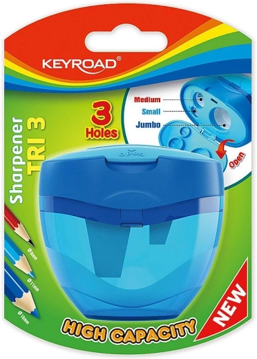 Temperino Keyroad Tri Plus con contenitore ad alta capacità, 3 fori