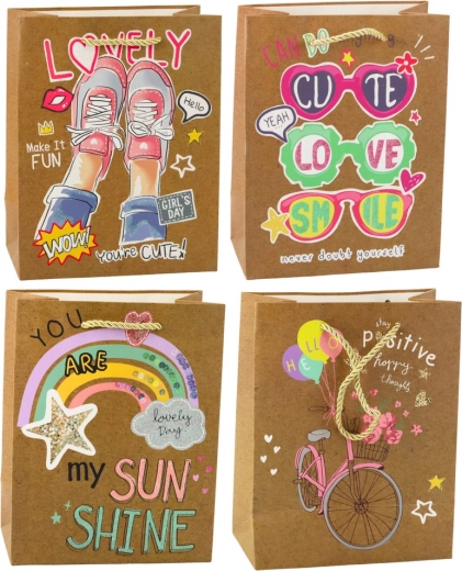 Borsa regalo di carta con motivi colorati 23 x 18 x 10,5 cm