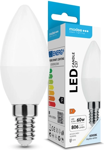 Modee lampadina LED a candela C37 8,5 W E14 806 lm bianco freddo