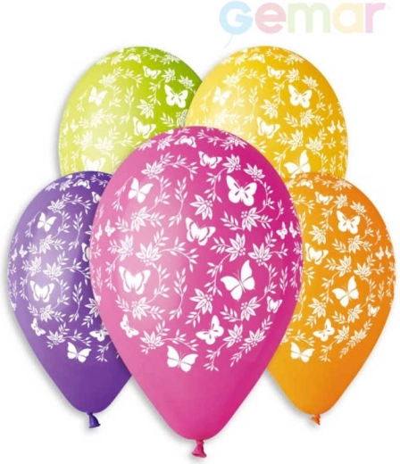 Palloncino in lattice pastel Gemar con stampa di farfalle 30 cm - 1 pezzo