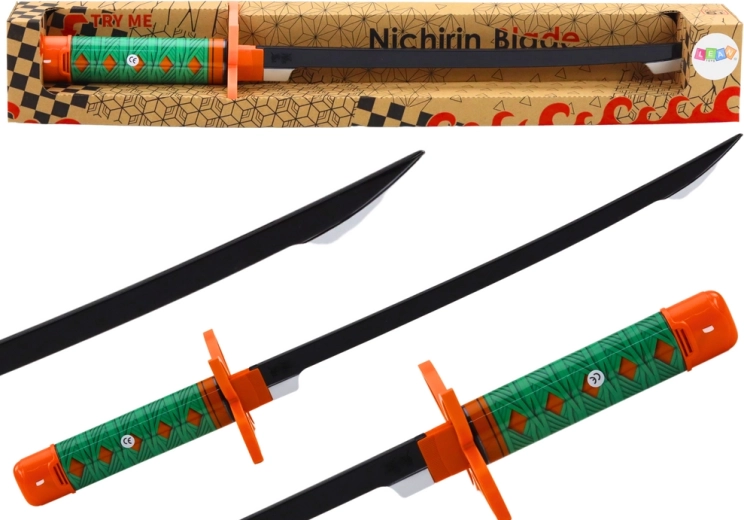 Spada samurai Nichirin a batteria con effetti sonori – impugnatura verde