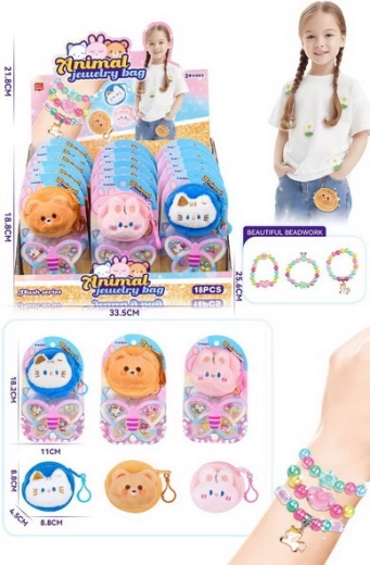 Astuccio in peluche con braccialetti – gatto, orso, coniglio