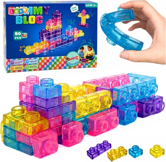 Mattoncini da costruzione in gomma elastica trasparente 88 pezzi