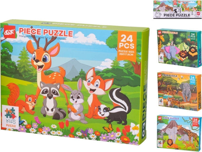 Puzzle per bambini con animali 24 pezzi (25 × 17,5 cm) in scatola