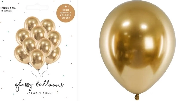 Palloncini Glosy dorati lucidi 30 cm, 10 pz