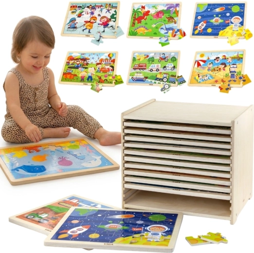Viga Set di puzzle in legno con supporto - 12 pezzi