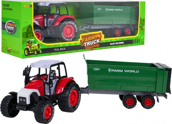 Trattore in metallo con rimorchio staccabile a retrocarica