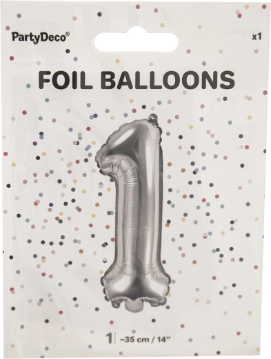 Palloncino in foil argentato numero 1 35 cm
