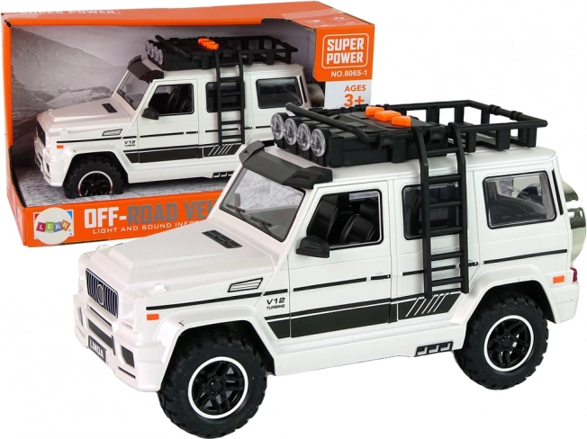 Fuoristrada bianco a batteria con luci e suoni