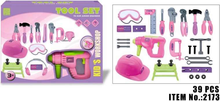 Set da lavoro per bambini con casco (39 pezzi)