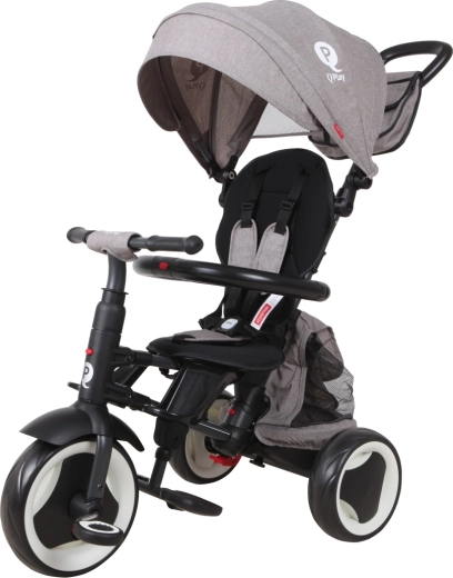 Qplay Rito Plus triciclo per bambini con asta di spinta grigio