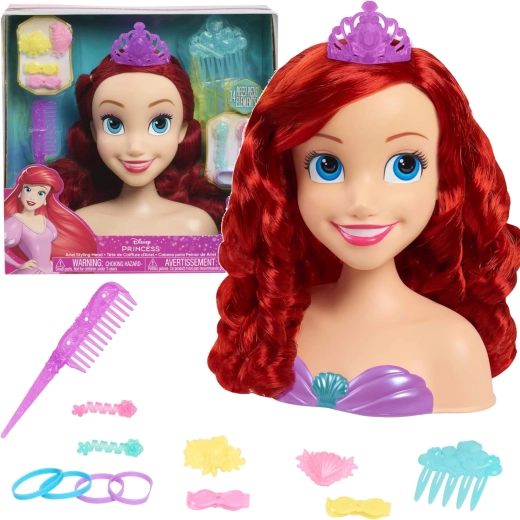 Testa da pettinare Disney Ariel per acconciature con accessori
