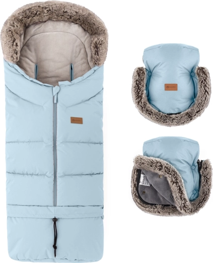 Petite&Mars set invernale sacco Arctic 4in1 + guanti per passeggino Furry Sky Whisper