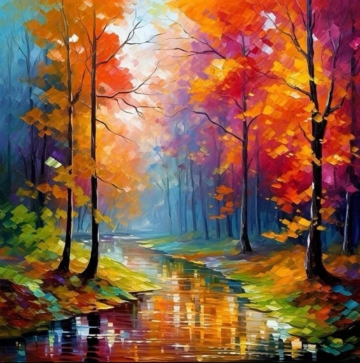 Pittura diamantata Pace nella foresta 30 × 40 cm