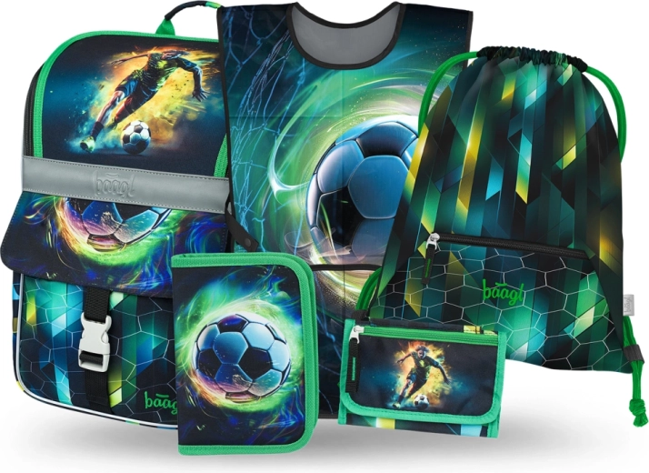 Set scolastico BAAGL Zippy Calcio – cartella, astuccio, sacca, grembiule e portafoglio