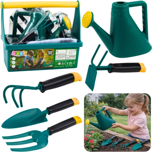 Set da giardinaggio per bambini con annaffiatoio e cassetta portattrezzi