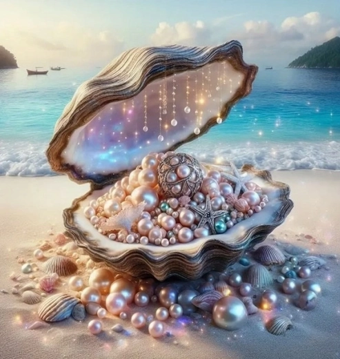Norimpex Dipingere con i numeri perle nella conchiglia sulla spiaggia 40 × 50 cm