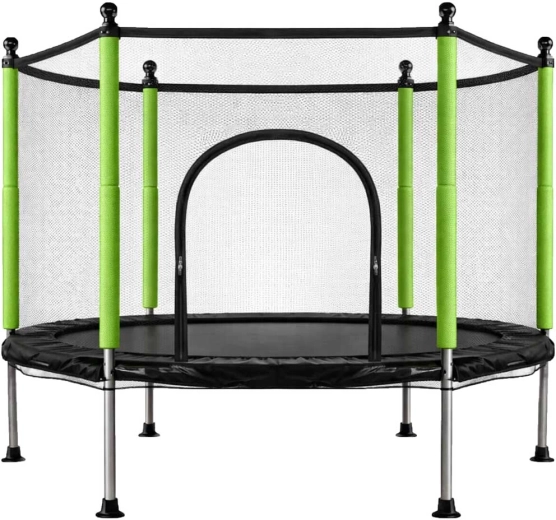 Trampolino per bambini con rete e palline 140 cm verde