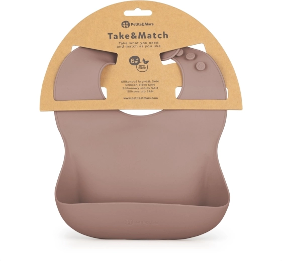 Petite&Mars bavaglino in silicone Take&Match Velvet Latte 6m+