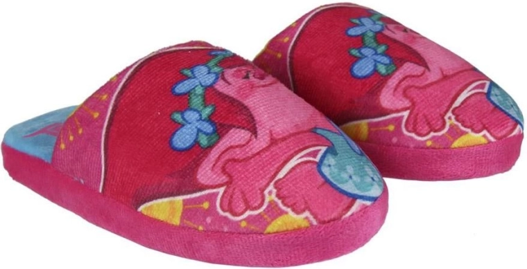 Pantofole da casa per bambini Trolls rosa con suola antiscivolo