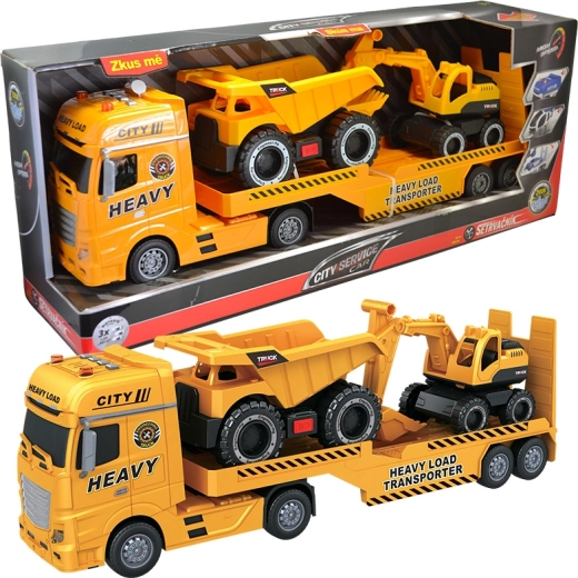 Autotreno con escavatore e camion 1:12 CITY SERVICE CAR