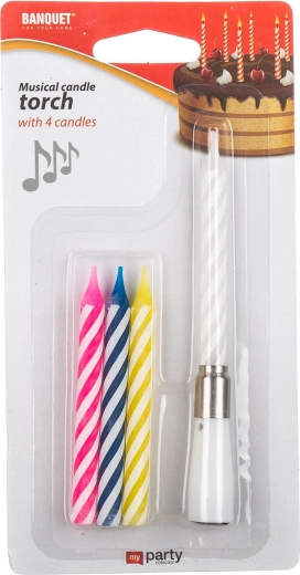 Banquet My Party candela di compleanno Music – supporto musicale e candele a spirale (4 pz)