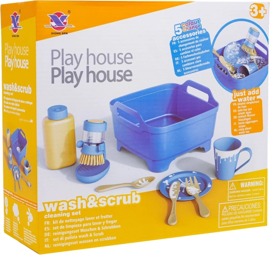 Set per la pulizia dei bambini con stoviglie blu